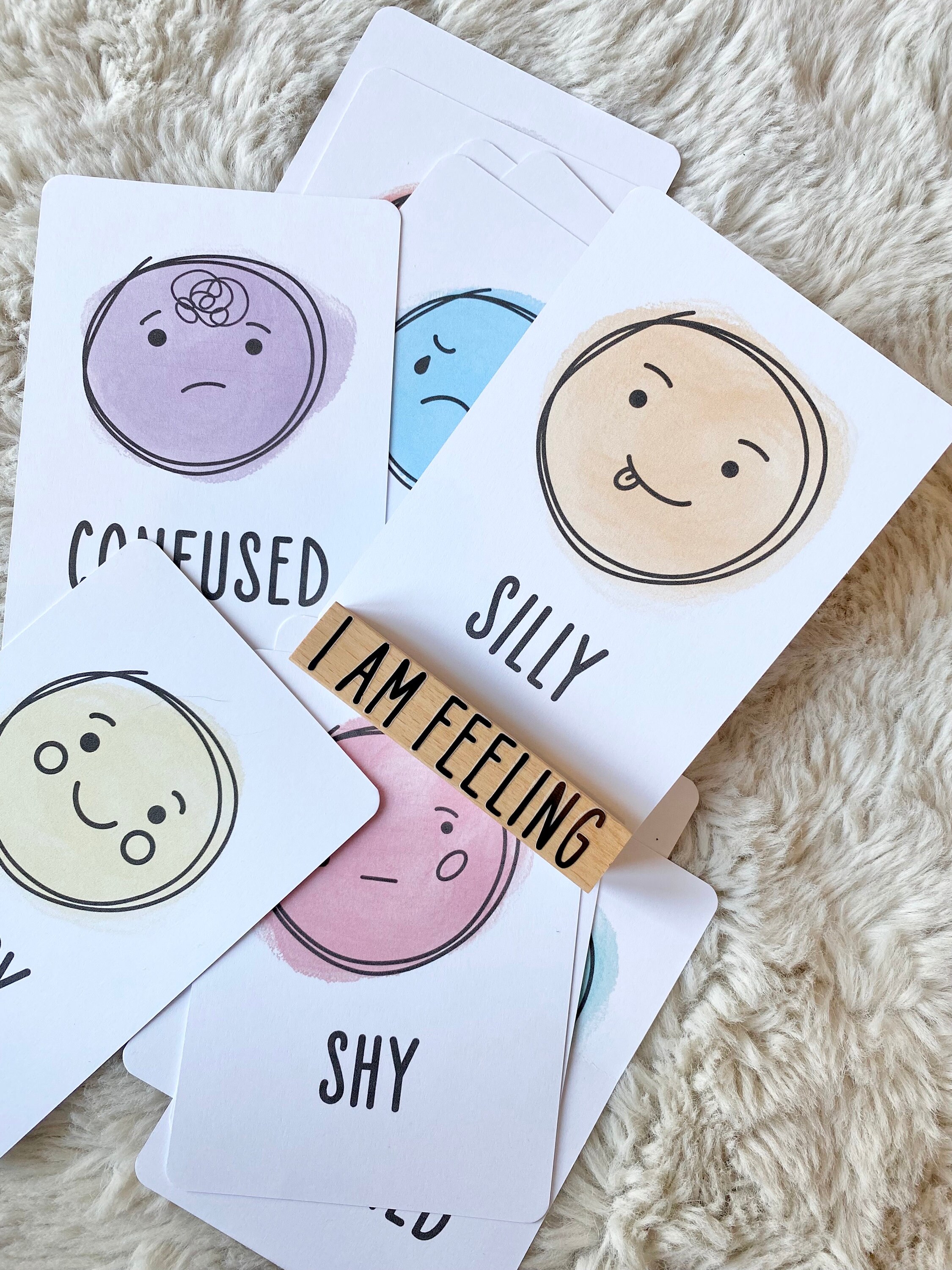 Emotion Flashcards Bundle X12 Feelings Card, Kids Mental Health Aid