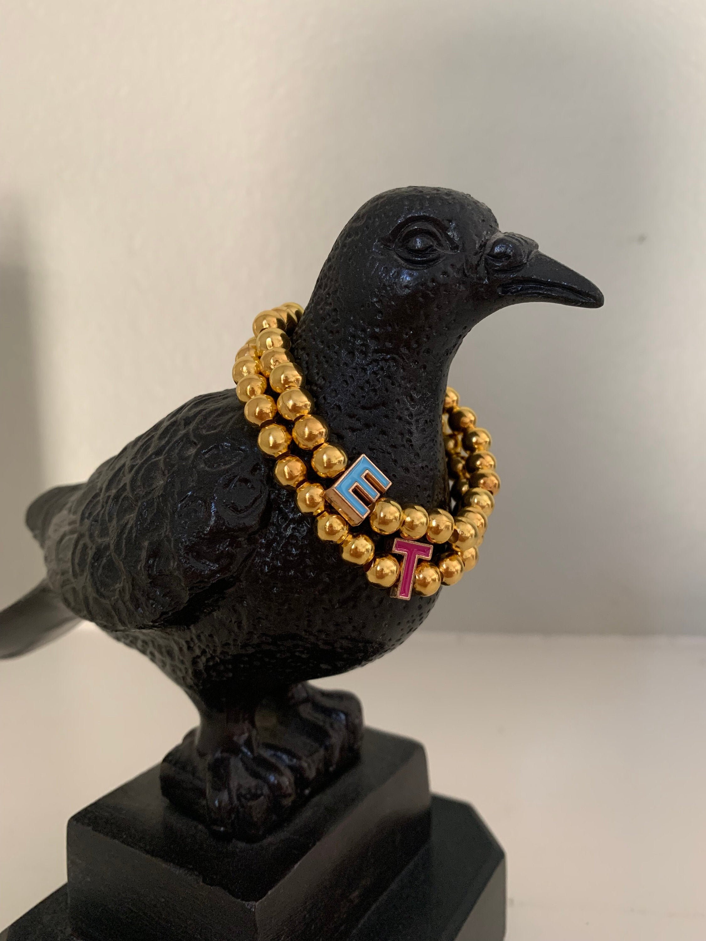 Customized Initial Gold Bead Bracelet Etsy UK