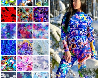 Thermoshirt met kleurrijke print: met fleece gevoerde damestop met lange mouwen