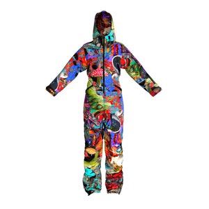 Colorful Abstract Print Winter Ski Onesie, Jumpsuit, Snowboard Clothes, Snowboard suit, Skiing Overall, Ski Suit Women