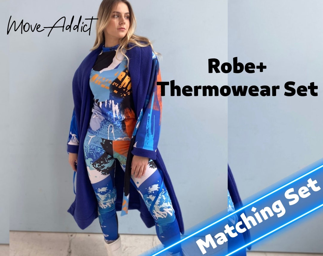 SET: Warm Robe+ Thermowear Top, Winter Robe, Fleece Robe, Sport Robe ...