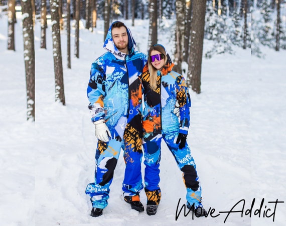 COUPLE SET: Blue Winter Ski Jumpsuits, Snowboard Clothes, Snowboard Suit,  Skiing Overall, Ski Suit Women, Matching Couple Set, Snow Suit 