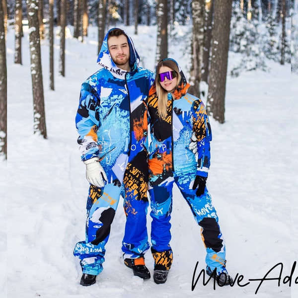 COUPLE SET: Blue Winter Ski Jumpsuits, Snowboard Clothes, Snowboard suit, Skiing Overall, Ski Suit Women, Matching Couple Set, Snow Suit