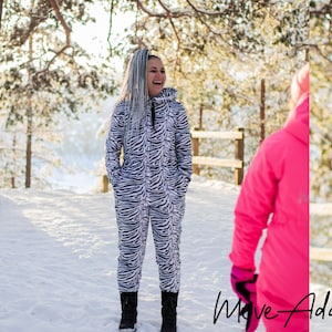 Zebra Onesie, Women fleece Onesie, Adult Onesie, Hooded Women Jumpsuite, Women Pajama, Fleece Pajama, Warm Winter Homewear