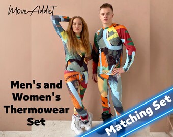 SET: Women's & Men Thermowear, Leggings, Orange Top, Winter Underwear, Thermal Protective, Orange Clothing, Sport underwear, Winter Clothes