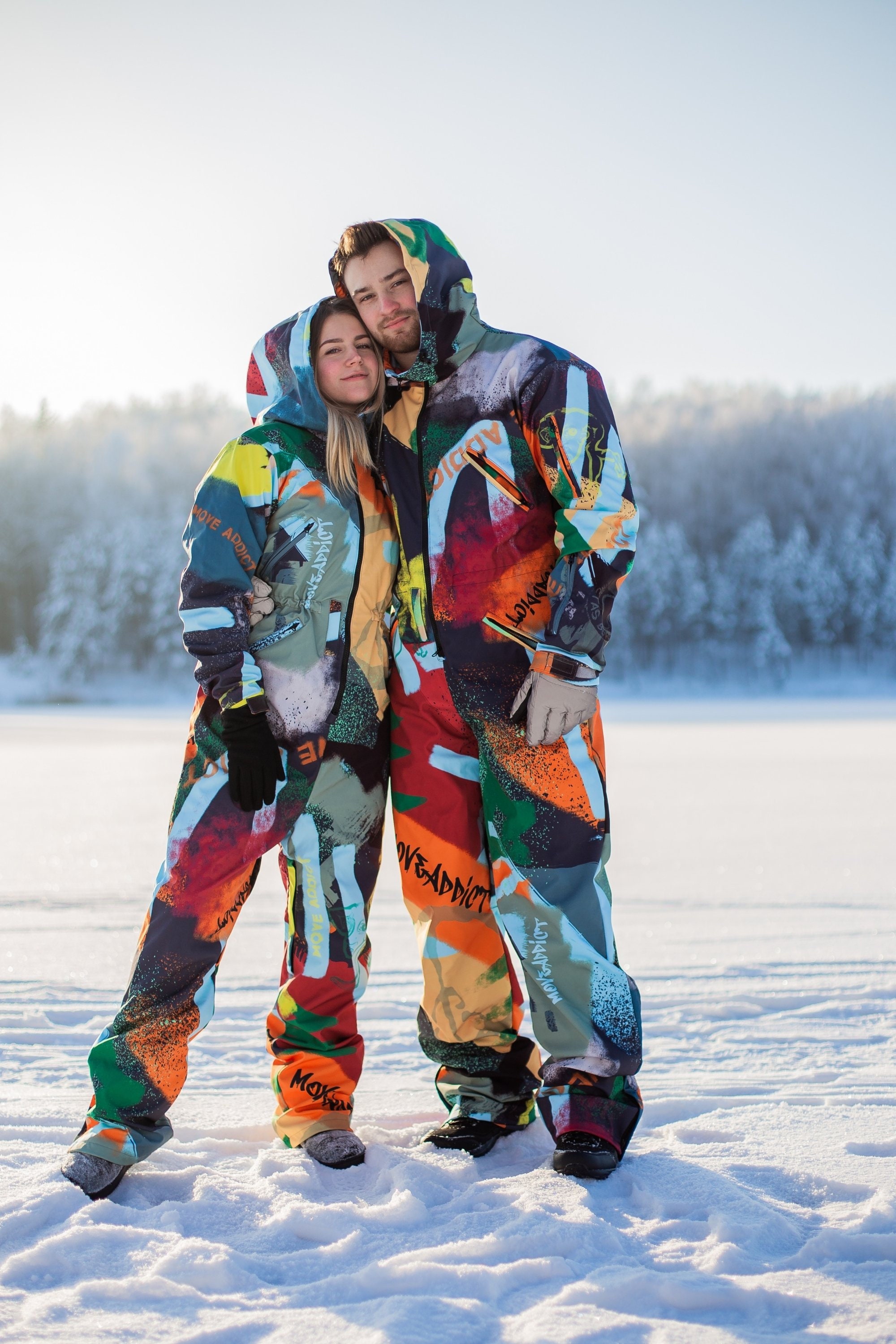 Matching ski shop suits