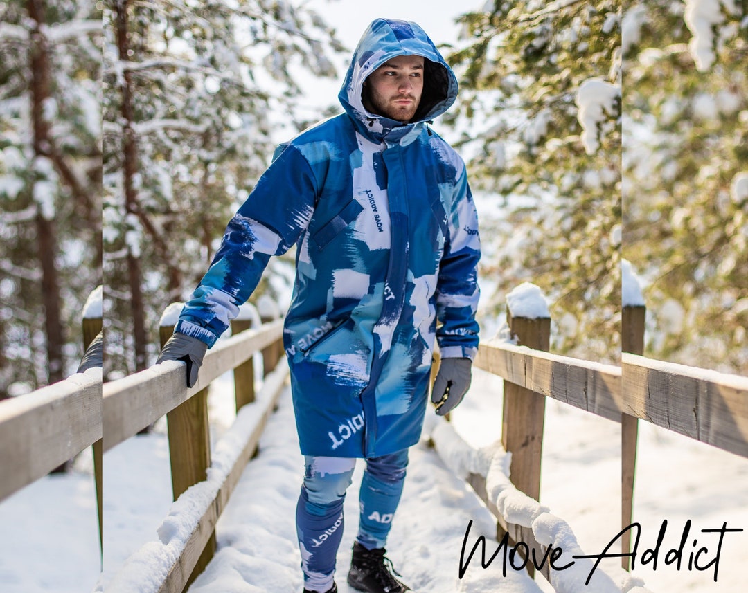 Herren Jacke, Grauer Parka, Winterjacke, Mann Bunte Parka