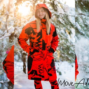 Red Waterproof Coat, Winter Jacket, Colorful Parka, Women Clothing, Warm Parka, Hooded Parka, Outerwear, Windproof Raincoat, Softshell