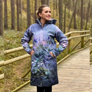 ジャケット・アウター flower lovely night coat Floral Parka, Flower Raincoat, Plus Size Clothing, Autumn