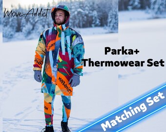 Set waterdichte herenparka's: met fleece gevoerde thermokleding