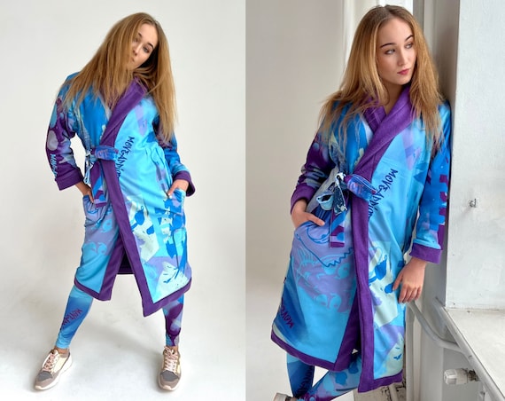 Vestaglia Donna In Pile - Morbida, Con Collo A Scialle, Tasche, Cintura, Per Casa E Relax - Foto 4