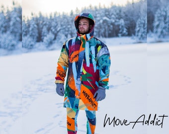 ライトブルーのスノーボードワンジー：レディーススキースーツ、冬用