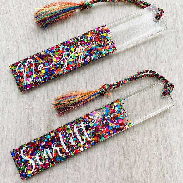 Personalised Rainbow Resin Bookmark | Resin bookmark  | Personalised handmade gift | Book gift | birthday present | Rainbow bookmark |
