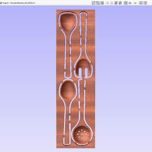 Ensemble d'ustensiles en bois CNC Vectric Aspire + Fichier vectoriel + Instructions CNC + Fichier SVG _Logo Gravure laser prête