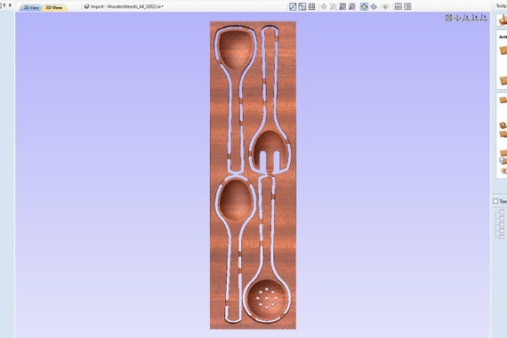 CNC Wooden Utensil Set Vectric Aspire(**Aspire Only***) + Vector File + CNC Instructions + SVG File _Logo Laser Engraving Ready