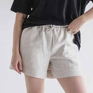 Shorts Femininos Cânhamo com Cintura Elástica Caribenho, 100% Cânhamo Orgânico
