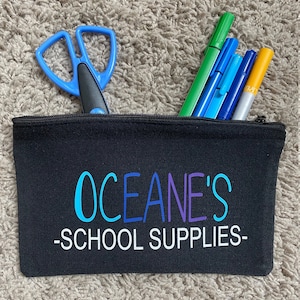 Nom personnalisé trousse à crayons personnalisé sac à cosmétiques toile mignon crayon crayon fournitures scolaires sac cadeau enseignant pochette à fermeture éclair sac enfants cadeau