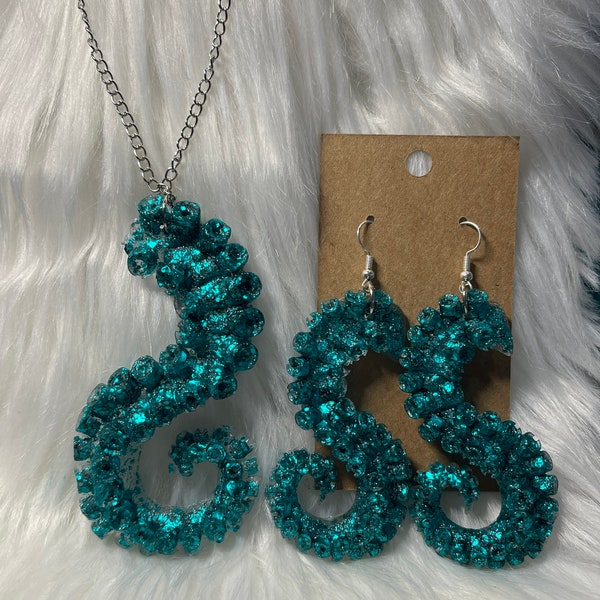 Octopus tentacle earring/necklace set