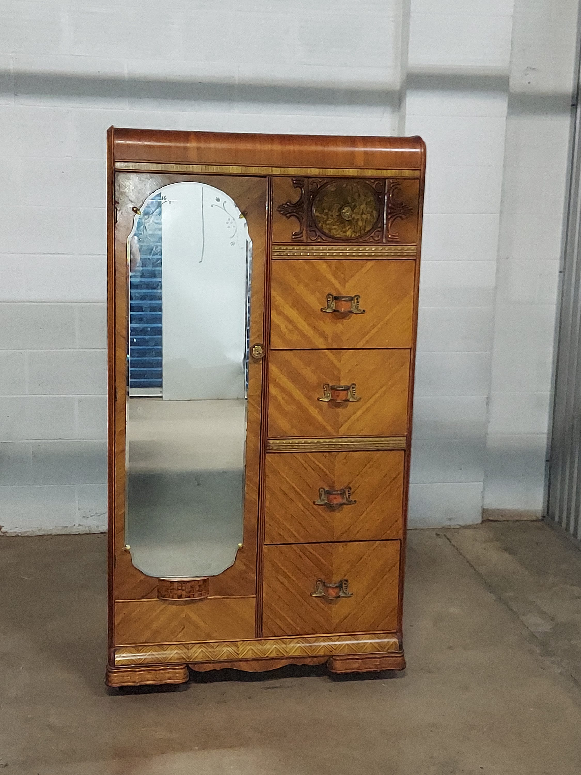Art Deco Waterfall Gold Glass Wardrobe Etsy UK