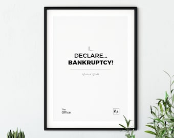 Bankruptcy - The Office Quote Poster, A2/A3 Fan Art from the TV Show, Michael Scott, Dwight Schrute, Jim Halpert