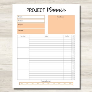 Project Planner Printable - Etsy