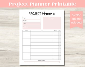Project Planner Printable Insert, Digital PDF Worksheet Form Available ...
