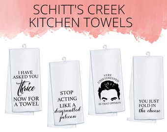 Schitt's Creek Dish Towels, Fold in the Cheese, David Rose Kitchen Towel, Moira Rose Dish Towel, I have asked you thrice now, Fan Gift