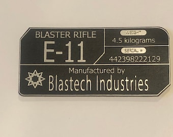 E-11 Blaster Laser Engraved Plaque/Data Card