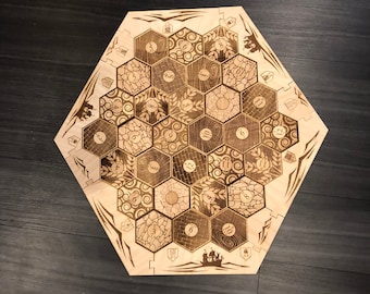 Custom Engraved 5-6 Player Game Board Wood Tiles, Numbers and Border Set