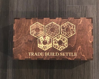 Stained Wood Game Board Engraved Storage Box for Up to 5-6 Players