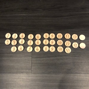 Wooden Game Number Tokens 5-6 Players Laser Etched for Board Game