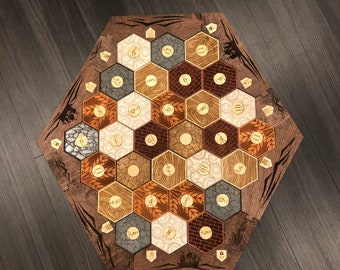Stained Wood Game Board: Laser Etched Terrain, 5-6 Player With Box