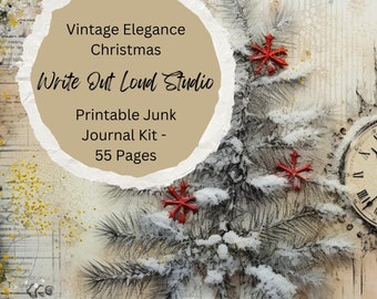 Vintage Christmas Junk Journal Kit: 55 Seiten zum Ausdrucken (Digitaler Download)