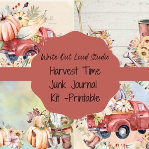 22 Page &quot;Harvest Time&quot; Autumn Junk Journal Kit, Fall Junk Journal Kit, Junk Journal Digital Kit, Printable Journal Kit, Printable Ephemera