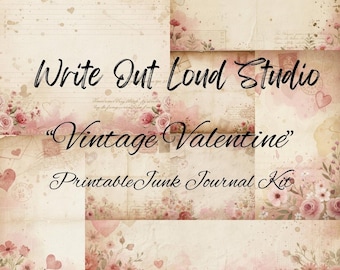 Vintage Valentine Junk Journal Kit | Shabby Chic Ephemera (Digitaler Download)