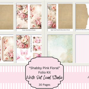 Printable Junk Journal Folio Kit | Pink Shabby Florals | Pockets, Tags, Page Flips & Embellishments | Digital Download