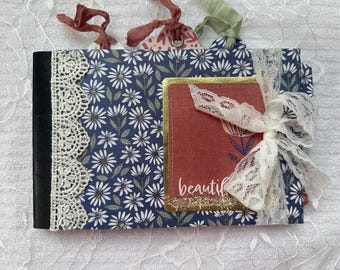 Handmade Gratitude Journal: Lace Trim, Tabs & Pockets - Portable Notebook