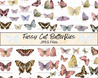 Fussy Cut Schmetterlinge Kit | Vintage Schmetterling Ephemera für Junk Journals