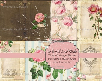 Vintage Rose Junk Journal Kit: 35 Seiten Floral Ephemera (Digitaler Download)