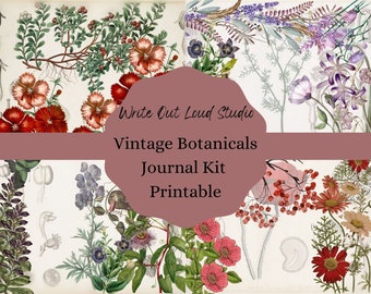 Vintage botanisk skräpjournal-kit: Utskrivbar ephemera (digital nedladdning)
