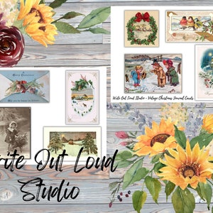 Vintage Christmas Journal Cards, Junk Journal Cards, Set of 8 Journal Cards, Vintage Christmas, Journal Cards, Christmas Journal Cards