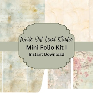 Mini Junk Journal Folio Kit, Ephemera Holder, Junk Journal Insert, Folio, Printable Folio Kit, Tags, Journal Cards, Junk Journal Ideas