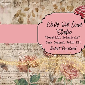 Kit folio pour journal indésirable Beautiful Botanicals – 33 pages de belles plantes botaniques sur des arrière-plans vintage