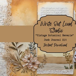 Vintage Botanical Junk Journal Kit – 29 Pages of Vintage Papers, Tags, Journaling Cards & Ephemera, Printable Junk Journal Kit