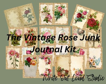 16 Seite Vintage Rose Junk Journal Kit | Bastelbedarf | Scrapbooking | Florale Ephemera