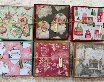 Soporte para notas Post-it de 3x3 cm con temática navideña hecho a mano / Funda decorativa para papel, accesorio de escritorio, regalo