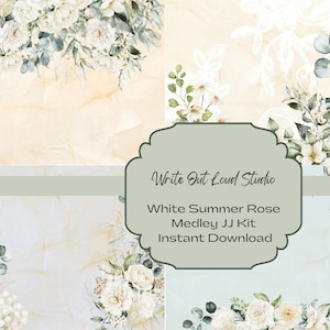 &quot;28-seitiges &quot;&quot;Weiße Rosen&quot; Junk Journal Kit, Rosen Junk Journal Kit, Sommer Rosen, Weiße Rosen Kit, Printable Journal Kit, Printable Ephemera.&quot;