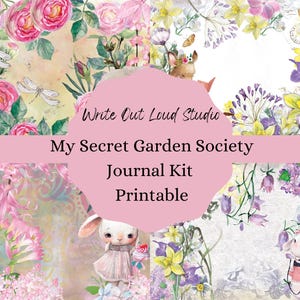 19 Page Garden Junk Journal Kit, Journal Printable, Whimsical Animals, Secret Garden Journal Kit, Journal Embellishments, Spring Garden
