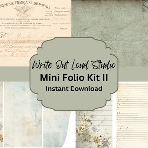 Mini Junk Journal Folio Kit, Ephemera Holder, Junk Journal Insert, Folio, Printable Folio Kit, Tags, Journal Cards, Junk Journal Ideas