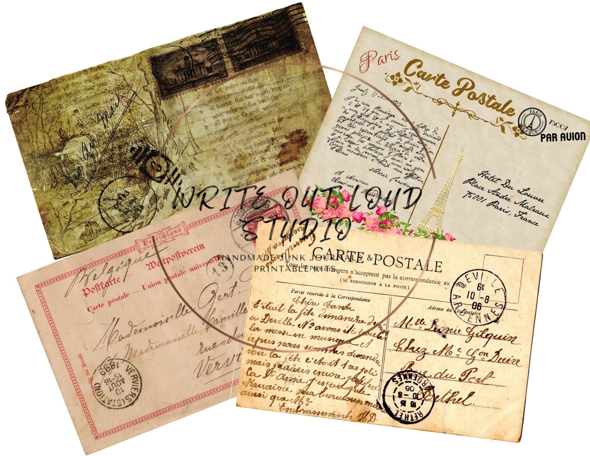 Vintage Postcard Images Printable, Printable Vintage Postcards, Junk ...